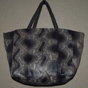 NWOT $2180 Nada Sawaya Brown Python Doulbe Handle Tote Handbag